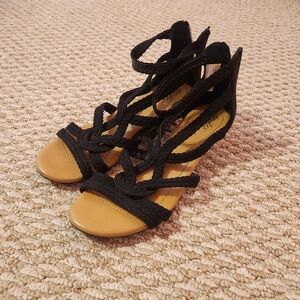 Black zip up gladiator sandles